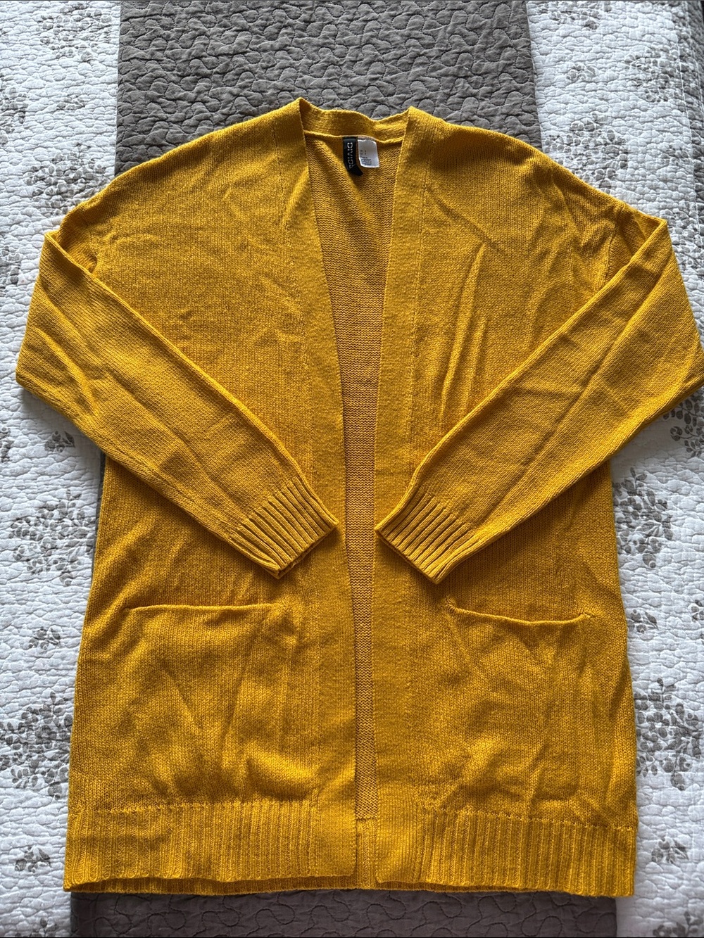 H&M Mustard Yellow Open-Front Cardigan Sweater